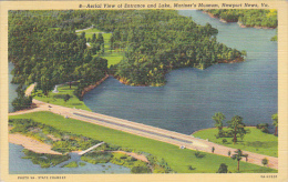 Virginia Newport News Aerial View Of Entrance And Lake Mariner's Museum Curteich 1942 - Newport News