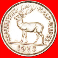 * STAG MAURITIUS  1/2 RUPEE 1975! ELIZABETH II (1953-2022) LOW START NO RESERVE! - Mauricio