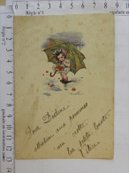 CPA Illustrateur Kastelli - Enfant Fillette Parapluie - Kaskeline