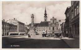 ST.PÖLTEN Rathausplatz Mit Franziskanerkirche, Möbelhaus Leiner, Autobus, Fuhrwerk, Karte Gel.1929 - St. Pölten