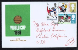 1966  Football World Cup  SG 693p-695p  FDC To USA - 1952-1971 Pre-Decimale Uitgaves