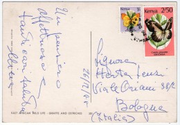 Delcampe - AFRICAN WILD LIFE - GIRAFFE AND OSTRICHES / WITH KENYA THEMATIC STAMPS-BUTTERFLIES - Kenia