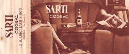 03307 "COGNAC SARTI - BUONO D'ACQUISTO CON SCONTI A SOCI TOURING CLUB ITALIA 1946 / 1947". COUPON ORIGINALE. - Publicités