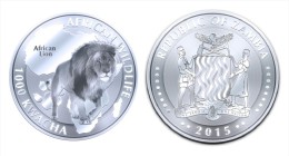 ZAMBIA  1.000  KWACHA    2.015  2015   "LEON-LION"  PLATA / SILVER   SC/UNC   T-DL-11.280 - Sambia