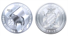 ZAMBIA  1.000  KWACHA    2.015  2015   "ORYX"  PLATA / SILVER   SC/UNC   T-DL-11.281 - Zambie