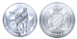 ZAMBIA  1.000  KWACHA    2.015  2015   "ZEBRA"  PLATA / SILVER   SC/UNC   T-DL-11.282 - Sambia