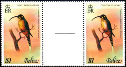 A6-367-BIRDS-LONG TAILED HERMIT- BELIZE-1967- GUTTER PAIR-MNH - Colibris