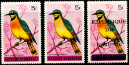 A6-371-LITTLE BEE EATER-BURUNDI-1965-WITH OVERPRINT-MNH - Climbing Birds