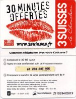 @+ Codcarte France Télécom - 3 Suisses - 30min - Tickets FT