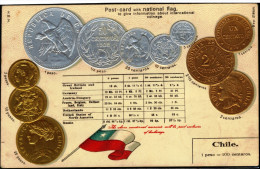 COIN CARDS-EMBOSSED METALLIC COLORS-CHILE- SCARCE-CC-04 - Monnaies (représentations)