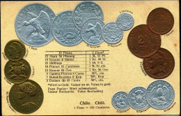 COIN CARDS-EMBOSSED METALLIC COLORS-CHILE- SCARCE-CC-10 - Monnaies (représentations)