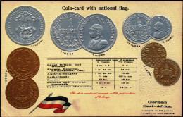 COIN CARDS-EMBOSSED METALLIC COLORS-GERMAN EAST AFRICA- SCARCE-CC-19 - Monnaies (représentations)