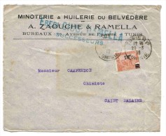 Tunisie Lettre Illustrée Tunis 1919 Minoterie  Huilerie Zaouch & Ramella  Belege Cover Brief - Covers & Documents