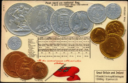 COIN CARDS-EMBOSSED METALLIC COLORS-GREAT BRITAIN & IRELAND- SCARCE-CC-26 - Coins (pictures)