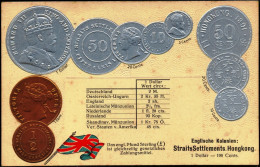 COIN CARDS-EMBOSSED METALLIC COLORS-HONGKONG STRAIT SETTLEMENTS- SCARCE-CC-30 - Münzen (Abb.)