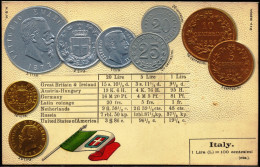 COIN CARDS-EMBOSSED METALLIC COLORS-ITALY- SCARCE-CC-31 - Monete (rappresentazioni)