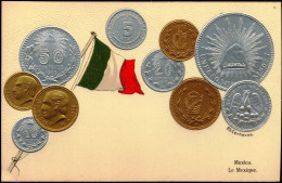 COIN CARDS-EMBOSSED METALLIC COLORS-MEXICO- SCARCE-CC-32 - Coins (pictures)