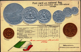 COIN CARDS-EMBOSSED METALLIC COLORS-MEXICO- SCARCE-CC-35 - Münzen (Abb.)