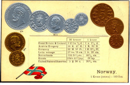 COIN CARDS-EMBOSSED METALLIC COLORS-NORWAY- SCARCE-CC-41 - Coins (pictures)