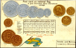 COIN CARDS-EMBOSSED METALLIC COLORS-SWEDEN & NORWAY- SCARCE-CC-46 - Monnaies (représentations)