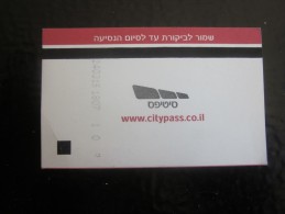 Jérusalem Israël  Billet Ticket De Tramway  Titre De Transport - Wereld