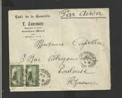 Enveloppe Maroc 1930 "café De La Comédie Casablanca" Par Avion Pour La France - Briefe U. Dokumente