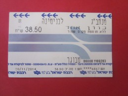 Israël Césarée Kessaria /Tel-Aviv Titre De Transport Billet Ticket De Train Chemin De Fer Israélien RAILWAY - Wereld