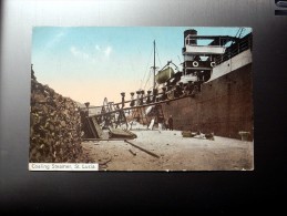 Carte Postale Ancienne : St. Lucia, Sainte-Lucie : Coaling Steamer, Timbre 1912 - Saint Lucia