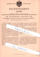 Original Patent - K. A. Koellner In Neumühlen Bei Kiel , 1892 , Richten Gebrauchter Schreibfedern !!! - Federn