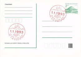 I0235 - Czech Rep. (1993) Praha 012 Hrad: 1.1.1993 - Establishment Of The Czech Republic (stamp: Rip Mountain) - Cartas & Documentos