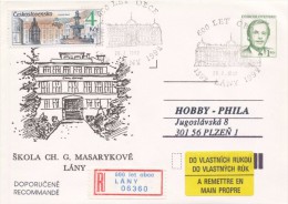 I0239 - Czechoslovakia (1992) Postal Stationery / President V. Havel: Lany - School Ch. G. Masaryk (600 Years Of Village - Sobres