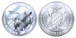 ZAMBIA  1.000  KWACHA    2.015  2015   "RHINOCEROS"  PLATA / SILVER   SC/UNC   T-DL-11.275 - Zambia