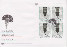 United Nations FDC Mi 764 - World Radio Day - Microphone - Cancellation Vienna - Block Of 4 - 2013 - FDC