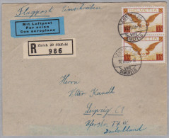 Schweiz R-Luftpost Brief 1936-08-10 Zürich 20 Nach Leipzig D. - Primi Voli