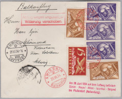 Schweiz Flugpost 1934-06-29 Zürich Swissair Balkanflug Brief Nach Schönenwerd - Premiers Vols