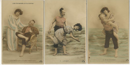 Serie De 3 Cartes Belle Baigneuse Et Maitre Nageur Plongeon - Swimming