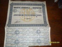 1931- ACTION De 100 Frs  (Soc/GENERALE Des GRAPHITES  ++COUPONS) MADAGASCAR - Afrika