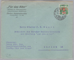 Heimat ZH HINWIL 1927-10-12 Portofreiheit Gr#928 Auf Brief "Für Das Alter" Nach ZH - Portofreiheit