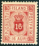 IJSLAND 1876-1900 16aur Wapentype Tanding 14x13½ PF-MNH-NEUF - Dienstzegels