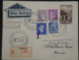 FRANCE- LETTRE PAR AVION DE PARIS POUR CASABLANCA  ET RETOUR 1945  AFF PLAISANT  A VOIR LOT P3285 - 1960-.... Lettres & Documents