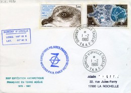 Terres Australes ET ANTARCTIQUES  1980  MISSIONS PAUL EMILE VICTOR N° YVERT 82/PA56 SUR LETTRE - Forschungsprogramme