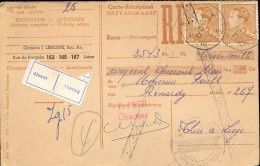 Ontvangkaart - Carte Récepissé - Liège 1955 - Other & Unclassified