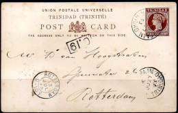 TRINIDAD 1893 - Entire Postal Card Of Penny Halpenny To Rotterdam, Netherlands - Trinidad & Tobago (...-1961)