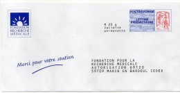 Entier Postal PAP Réponse Nord Marcq En Baroeul Fondation Recherche Médicale Autorisation 69120 N° Au Dos: 14P158 - Listos Para Enviar: Respuesta /Ciappa-Kavena