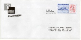 Entier Postal PAP Réponse Paris Fondation Abbé Pierre  Autorisation 70512  N° Au Dos: 14P094 - PAP: Antwort/Ciappa-Kavena