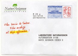 Entier Postal PAP Réponse Vaucluse Avignon Laboratoire Naturavignon Autorisation 51198 N° Au Dos: 14P277 - PAP : Antwoord /Ciappa-Kavena