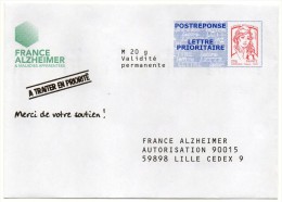 Entier Postal PAP Réponse Nord  Lille France Alzheiler Autorisation 90015 N° Au Dos: 14P065 - Listos Para Enviar: Respuesta /Ciappa-Kavena