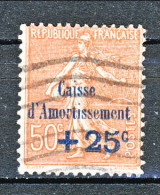 Francia 1928 Caisse D'Am. Y&T N. 250 C. 25 Su C. 50 Rosso Bruno Usato - 1927-31 Cassa Di Ammortamento