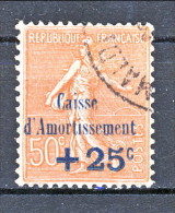 Francia 1928 Caisse D'Am. Y&T N. 250 C. 25 Su C. 50 Rosso Bruno Usato - 1927-31 Cassa Di Ammortamento