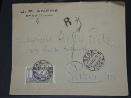 FRANCE- TUNISIE LETTRE RECOMMANDEE DE SFAX POUR PARIS EN 1922  A VOIR  LOT P3335 - Cartas & Documentos